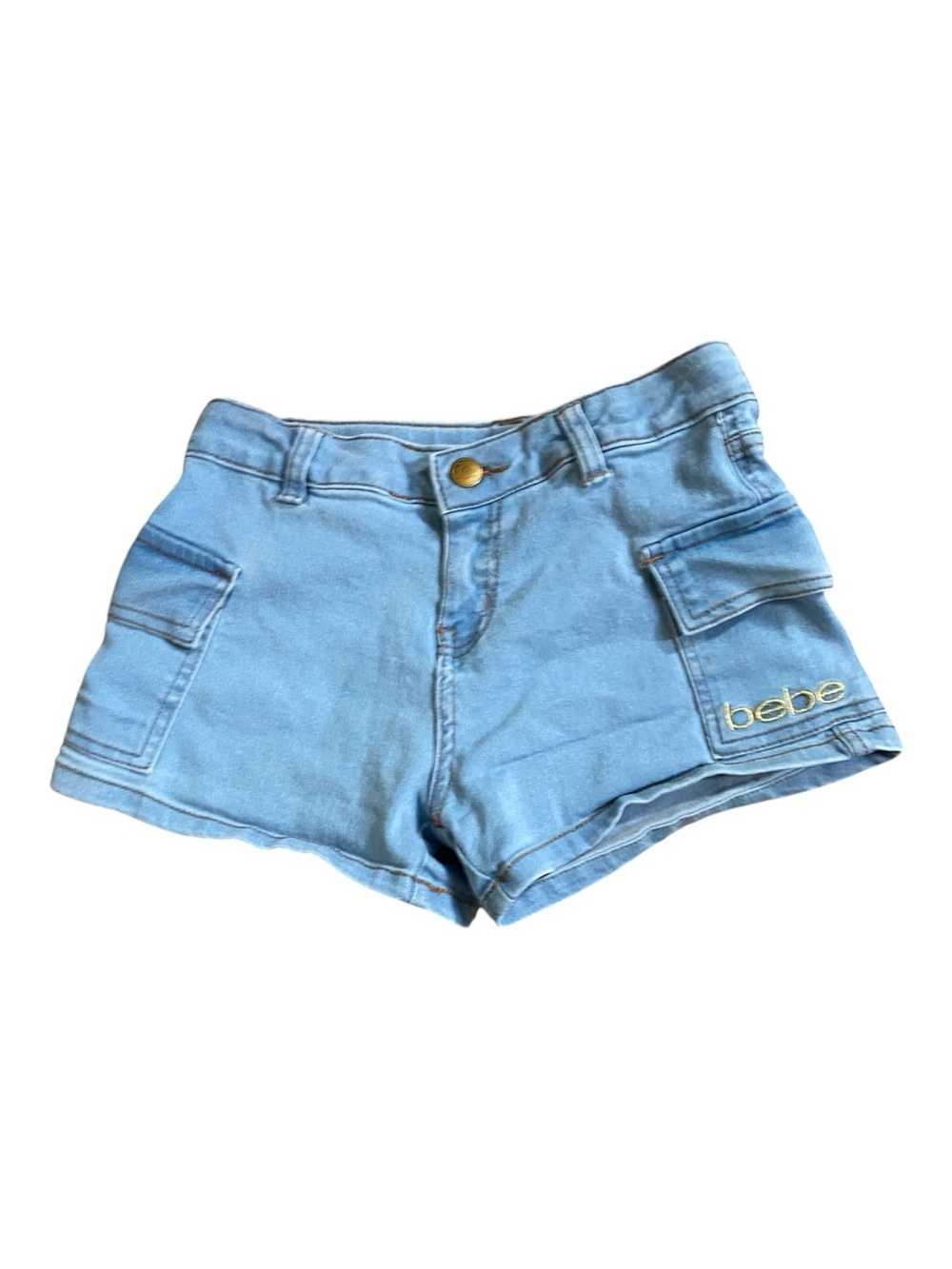 Girls Bebe Light Blue Denim Cargo Pocket Shorts